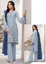 Faux Georgette Sky Blue Festival Wear Embroidery Work Pakistani Suit